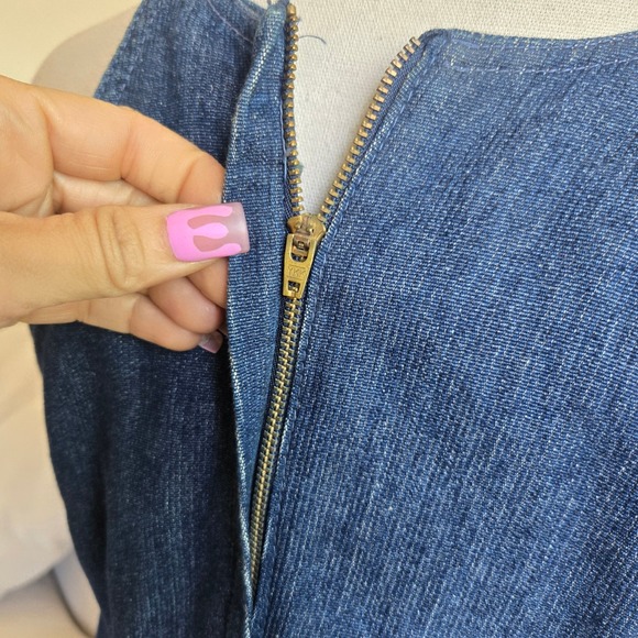 Vtg y2k Roxy Denim Mini Dress Spaghetti Strap Sleeveless Casual Sundress Summer - Picture 5 of 11